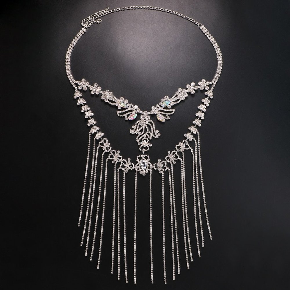 Crystal Face Chain Halloween Mask for Women Headpiece Tassel Hair Jewelry - Picture 6 of 6